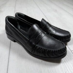 Reformation Ani Runched Nappa Leather Penny Loafer Black Women's 9 Chic